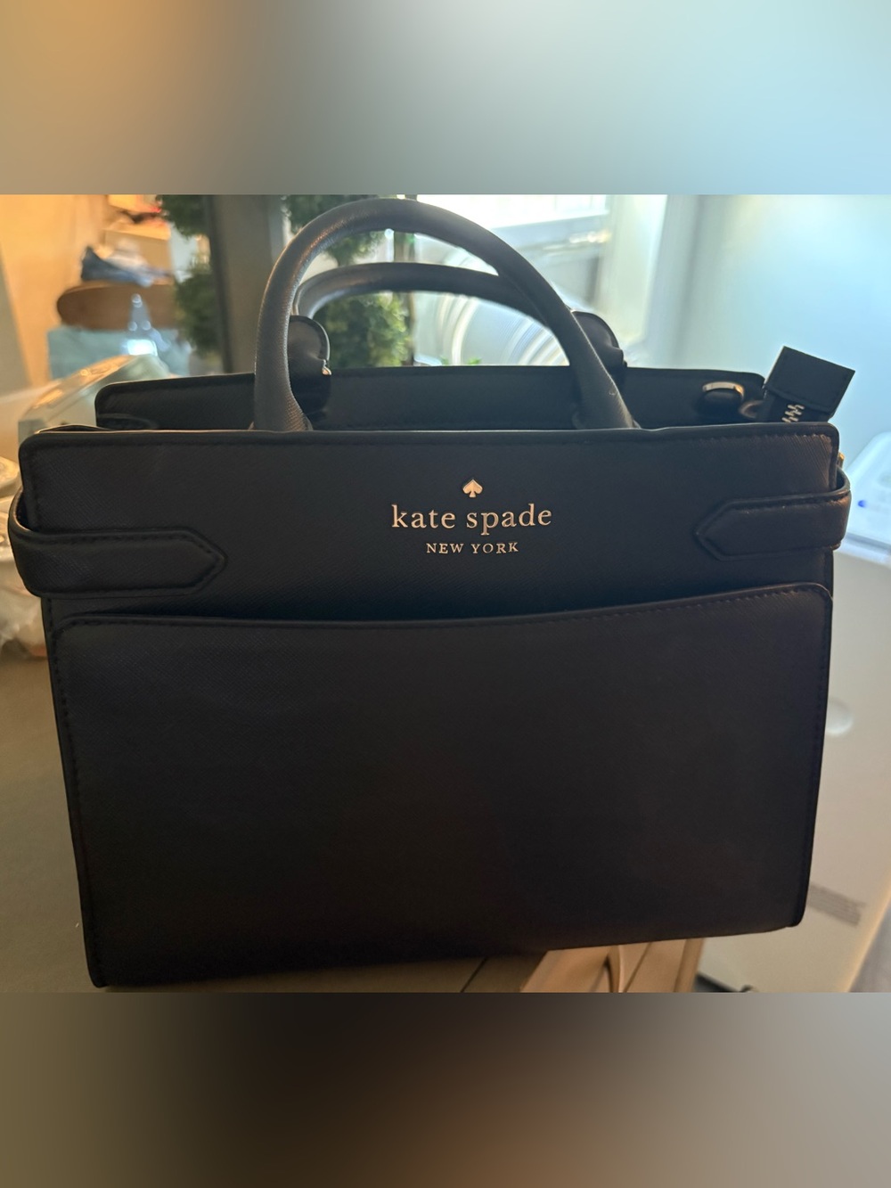 kate spade Staci Medium Black Leather Tote Bag